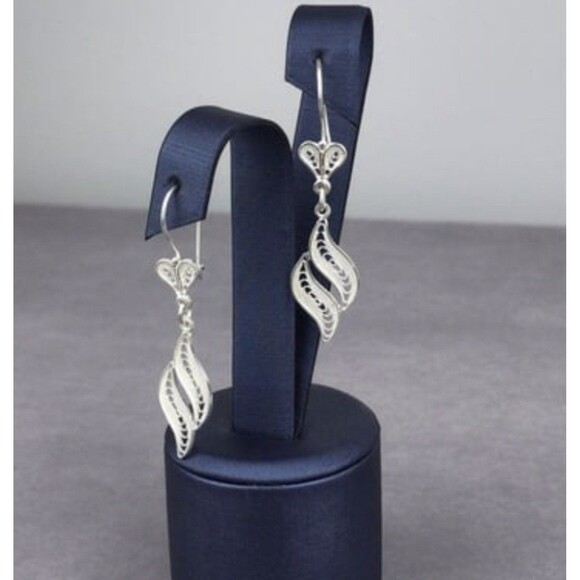 925 Sterling Silver Turkish Filigree Earing for Women, NEW,HandmadeGift - Picture 4 of 5